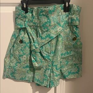 J. Crew Collection Paper Bag Green Paisley High Waist Shorts